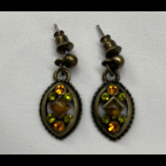 Earrings (Green & Orange Stones) - Picture 4 of 4